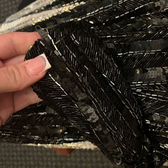 Bob Mackie Vintage Heavily Beaded & Sequin Black & Silver Stunning Dramatic Gown - Picture 11 of 16